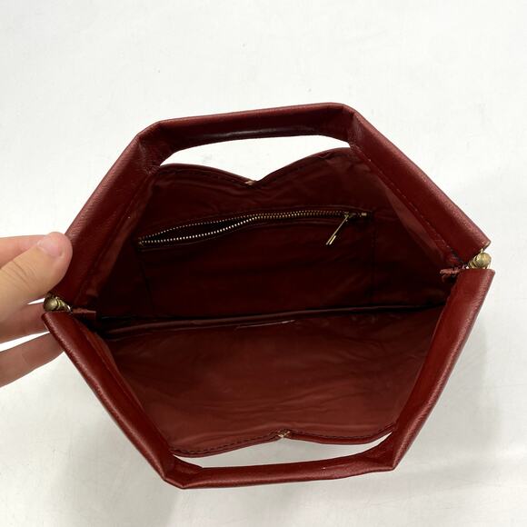 Vintage cherry brown Leather Clutch - Picture 3 of 4